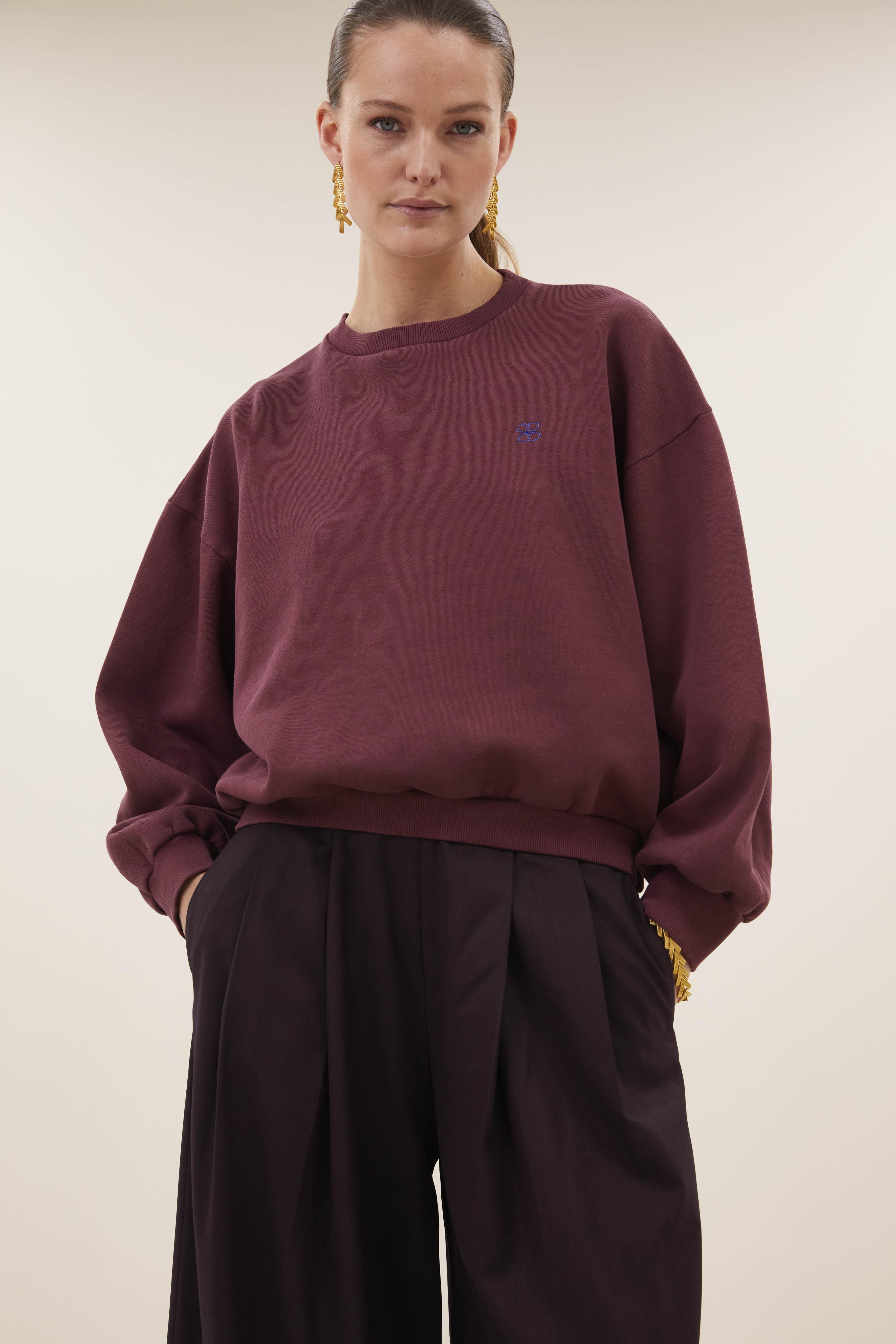 By-Bar Malyn Logo Sweater Burgundy Crush Damen Pullover rot